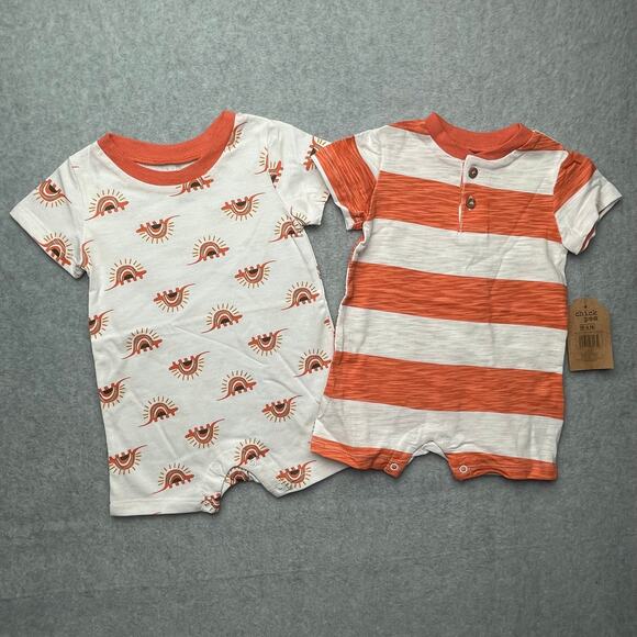 A1012 Chick Pea Gender Neutral Baby Short Sleeve Romper 2 PC Set Size 0-3 months - Picture 1 of 2